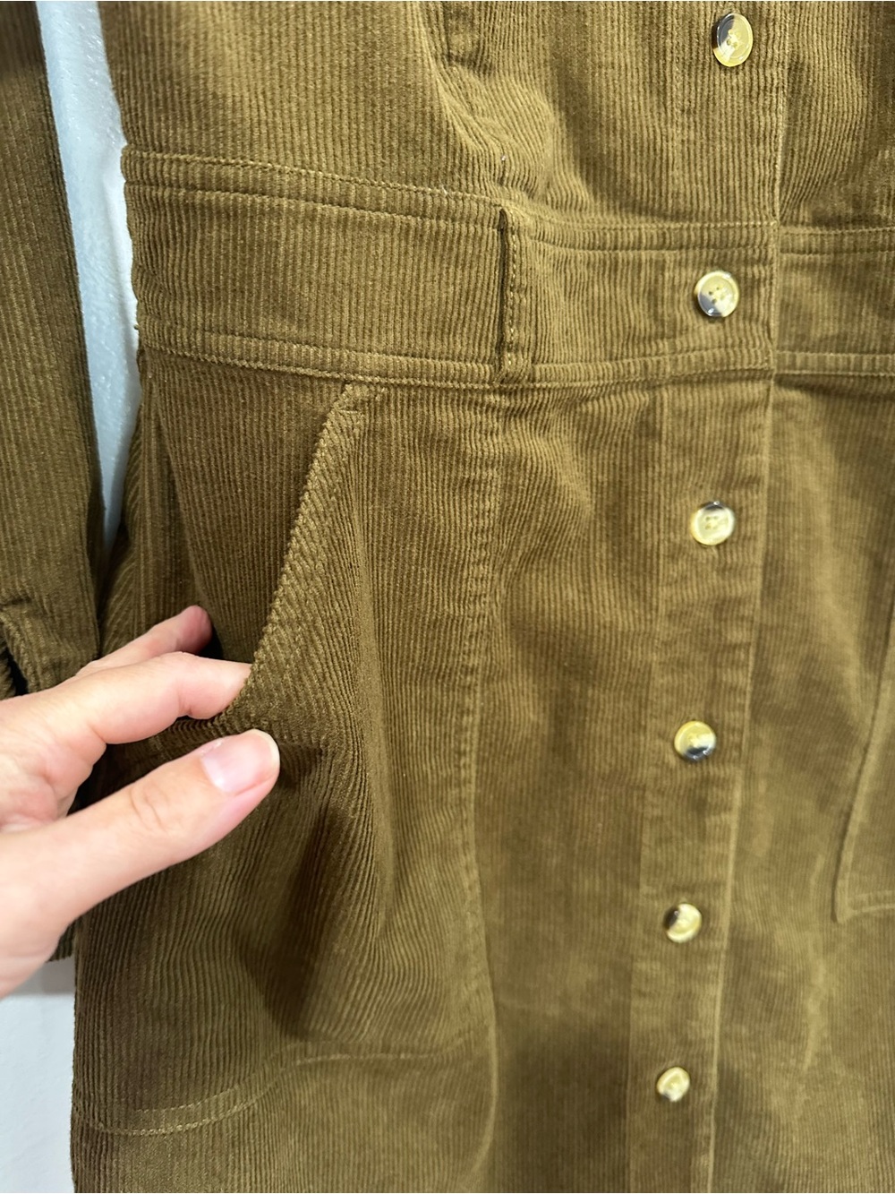 Universal Thread Olive Brown Corduroy Shirtdress - Picture 2 of 8
